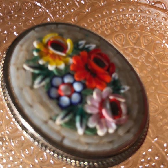Vintage Micro Mosaic Floral Brooch - Picture 2 of 7